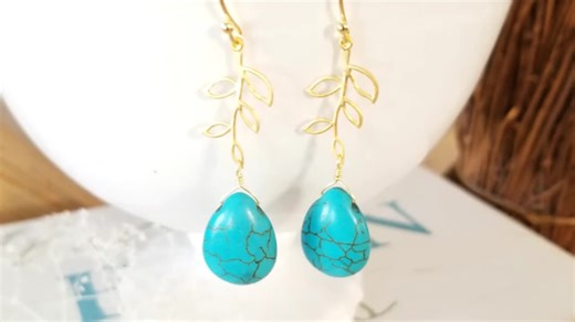 Turquoise Necklace: 14K Gold Jewelry Turquoise Earrings, Leaf Bracelet, Family Tree Necklaces Birthday Gift - Etsy