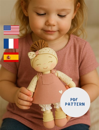 Tilda-style Cloth Doll Pattern | 32-35 Cm Soft Doll Sewing Template (PDF)   Presentation - Etsy