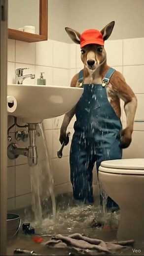 Kangaroo tries plumbing...