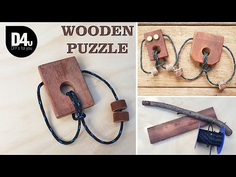 DIY Wooden Puzzle IQ Mind Brain Teaser String Loop Puzzle