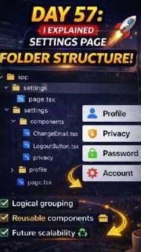 Day 57: Settings Page Folder Structure Explained | Clean Architecture | Vibeshared