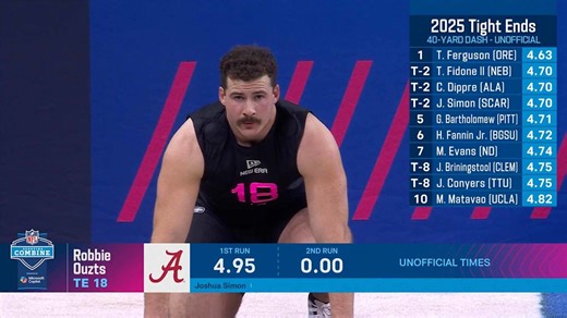 Robbie Ouzts Runs Official 4.91-second 40-yard Dash At 2025 NFL Combine