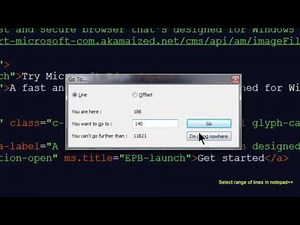 ++Select range of lines in notepad