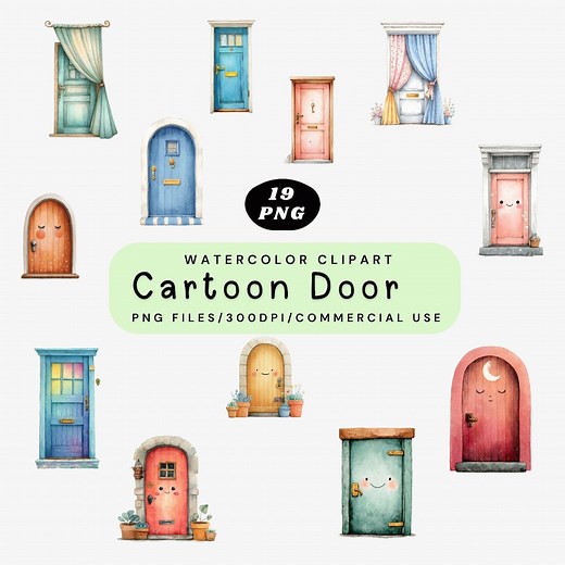 Cartoon Door Clipart, Cute Door PNG Bundle, Kawaii House Illustration, Front Door Clip Art, Wooden Door PNG, Digital Download, Cute Door PNG - Etsy Australia