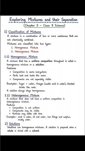 Exploring Mixtures and Their Separation Notes | Class 9 Science Chapter 5