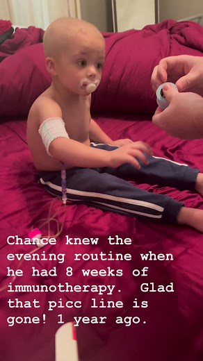 608 reactions · 23 comments | One year ago Chance was in the middle of immunotherapy. That picc line was a hassle! 78 weeks of chemo left! #chemotherapy #StJude #cancerawareness #leukemiawarrior #childhoodcancer | Scotty Robinson | Facebook