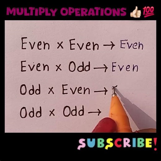 Even and Odd Numbers👍🏻💯 #multiplication #multiply #ytshorts #maths #evennumbers #oddnumbers #likes🤗💖