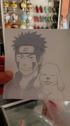 Drawing Kiba Inuzuka & Akamaru with pen #drawing #naruto #anime