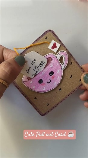 Cute Tea Cup Pull-Out Card ☕ #easycraft #papercraft #shortsfeed #minicraft #craftideas