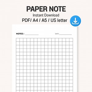 Printable Graph Paper Notes PDF A4 A5 US Letter Instant Digital Download - Etsy