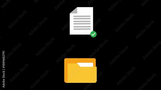 Quality control and document review animation. Document being moved from a folder and checked. Verified and accepted delivery with success