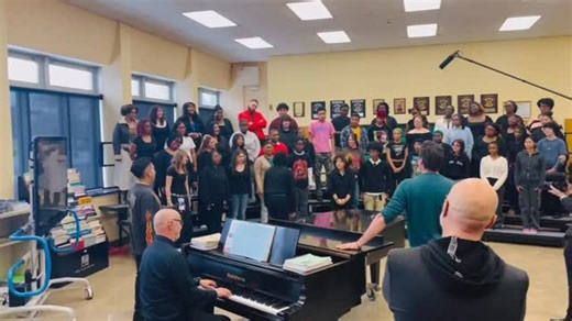 3.7K views · 5.8K reactions | After Hugh surprised the choir at Milwaukee High School of the Arts on Tuesday, they sang From Now On for him. These kids are amazing, and the icing on the cake is watching Hugh’s delight in their performance! Video: James Ferguson #HughJackman #SongSungBlueMovie | Jackman's Landing Fan Group | Facebook