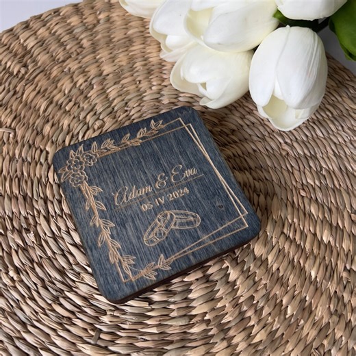 Personalized Wooden Ring Box | Engraved Wedding Keepsake With Custom Name or Last Name, Ring Holder, Proposal Ring Box, - Etsy