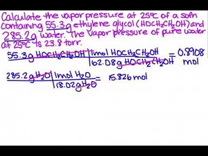 Calculate the vapor pressure of a solution