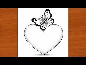 Heart Butterfly Pencil Drawing Step by Step | Easy Drawing for Beginners | Drawing | Valentines draw