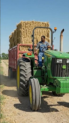 American Farmer Pulling Huge Bale Load with John Deere 🚜🇺🇸