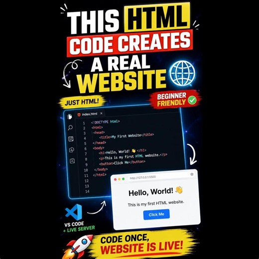 This HTML Code Creates a Real Website 😳🔥 #html #webdevelopment
