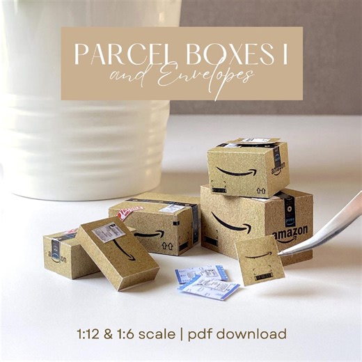 Miniature Amazon-style Boxes and Mailers, 1:12 &1/6 Scale Printable DIY Dollhouse Postal Parcel and Envelopes, Tiny Shipping Boxes Template - Etsy Canada