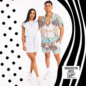 19K views · 287 reactions | Drip for you & boo ⚡⚡⚡ Shop in-store or online RN: www.thefix.co.za  "Shoulder pad dress" online, R169.99 (In-store SKU: 57555164) Chain print co-ord droppin' soon. : @zayleighadams & @soberstevie | The FIX | Facebook