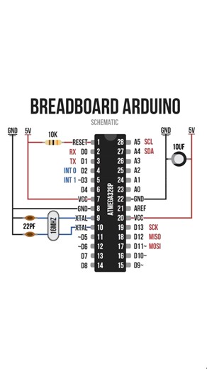 Breadboard Arduino #diy #discovery #arduino #atmega328p #microcontroller #project #satisfying