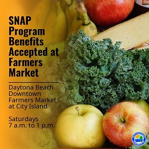 Families enrolled in the Supplemental Nutrition Assistance Program (SNAP) can use their benefits at the Daytona Beach Downtown Farmers Market. Using a SNAP EBT card, residents can purchase eligible items such as fruits, vegetables, dairy products and more. The next Farmers Market is from 7 a.m. to 1 p.m. Saturday, Jan. 18, at City Island. For more information, visit https://tinyurl.com/yyokyhsa. #CityDaytonaBeach #RiverfrontShopsofDaytonaBeach #DaytonaBeachFarmersMarket Riverfront Shops of Dayto