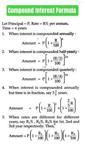 Compound Interest Formula, Amount=Principal+C.I.👍 #maths #lifeisbutadream #exam