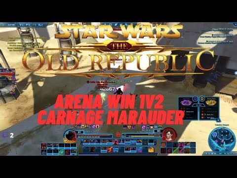 SWTOR PvP Arena Win Carnage Marauder 1V2 Operative and Sorc