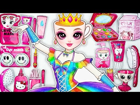 💖Paper DIY💖 Brainrot Ballerina Cappuccina Barbie 💄 Skincare + Makeup Blind Box Unboxing ASMR