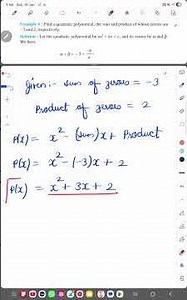 Class 10th I Polynomials I Example 4 : Find a quadratic polynomial, the sum and product of whose