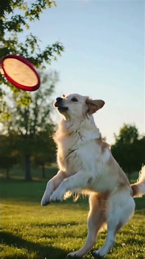 Golden Retriever Perfect Frisbee Catch | Cute Dog Play #GoldenRetriever #DogShorts #FrisbeeDog
