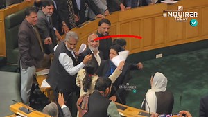 MLA Kishtwar Shagun parihar Tried To Enter Speaker's Well But Stopped by Marshals | Enquirer Today News