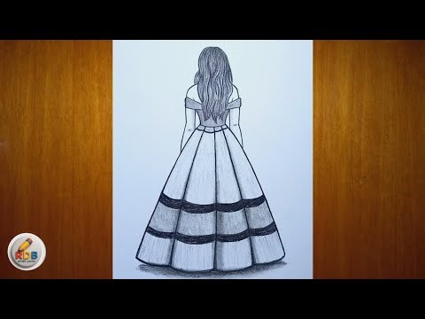 Easy Step-by-Step Back View Girl Pencil Sketch for Beginners-|-