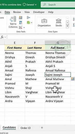 Combine data from multiple columns using FLASH FILL in Excel