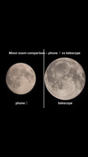 Moon zoom comparison – phone📱 vs telescope🔭 #moon #zoom #phonecamera #shorts #telescope #shortsfeed