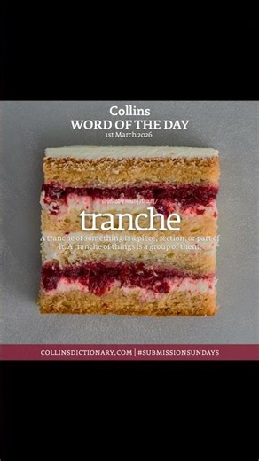 #WordOfTheDay - TRANCHE\r\n\r\n1. COUNTABLE N.\r\nA tranche of something is a piece, section, or part of i
