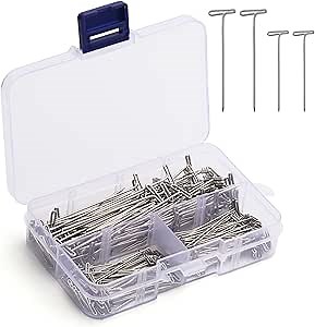 T Pins, 200 PCs T Shape Sewing Pins for Wigs and Crafts, Stainless Steel Push Pin Kit with Clear Box for Foam Head, Sewing, Crocheting and Modelling, 100 x 1.5 Inch and 100 x 2 Inch