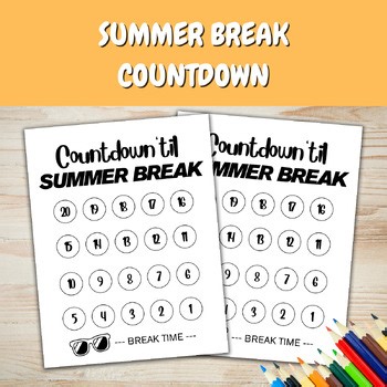 Summer Break Countdown Printable, End of School Year Countdown Chart for Kids