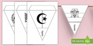 Flags of The World Colouring Bunting
