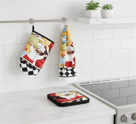 Italian Chef Kitchen Set – Pizza Theme Oven Mitt, Pot Holders & Towel - Etsy