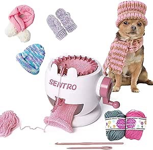 Knitting Machine,Rotating Double Knit Loom, 22 Needles Knitting Machine with Plain/Tube Weave Conversion Key, Smart Weaving Loom Round Knitting Ioom Machine for DIY Scarf Hat Sock