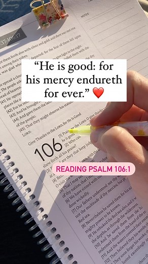 Reading & Journaling Psalm 106:1 ❤️ “Praise ye the Lord. O give thanks unto the Lord; for he is good: for his mercy endureth for ever.” 😍 Save 20% on the Bible in a Notebook with code: SAVE20 #bible #bibleverses #biblejournalingcoffee #biblestudy #bibleverse #bibleverseoftheday #bibleversedaily #psalms #psalm #psalm106 #kjv #kjvbible #notebook #notebooks #spiralbible #spiralbiblenotes | Spiral Bible