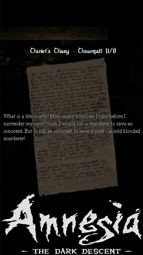 Daniel's Diary - Downfall (1/1) - Amnesia: The Dark Descent #shorts #amnesia #amnesiashorts #horror