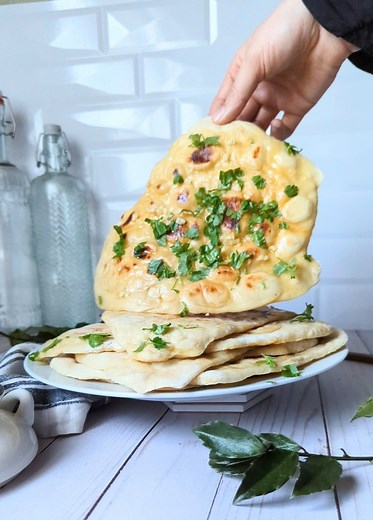 Vegan Sourdough Naan with Garlic Recipe (Dairy Free, Egg Free)