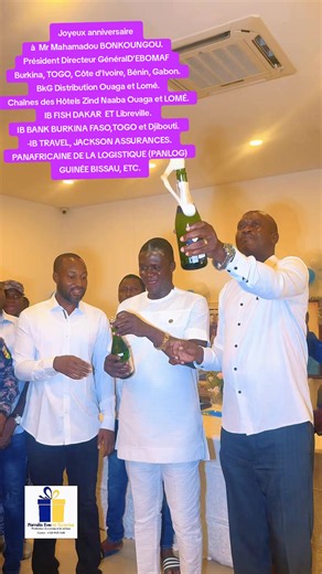 Joyeux anniversaire à Mr Mahamadou BONKOUNGOU. Président Directeur Général D'EBOMAF Burkina, TOGO, Côte d'Ivoire, Bénin, Gabon. BkG Distribution Ouaga et Lomé. Chaînes des Hôtels Zind Naaba Ouaga et LOMÉ. IB FISH DAKAR ET Libreville. IB BANK BURKINA FASO,TOGO et Djibouti. -IB TRAVEL, JACKSON ASSURANCES. PANAFRICAINE DE LA LOGISTIQUE (PANLOG) GUINÉE BISSAU. #surprise #events #bouquet