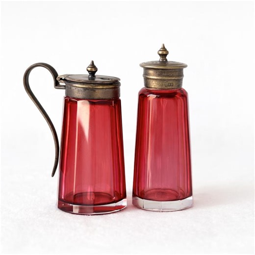 Victorian Cranberry Glass Salt & Pepper Shakers | Hinged Pepper, C1890s - Etsy