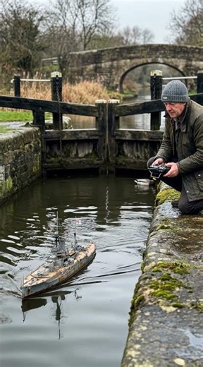 OLD MAN DRIVING REMOTE CONTROL BOAT 🚢#boat #remotecontrol #shorts #viral #subscribe #satisfying