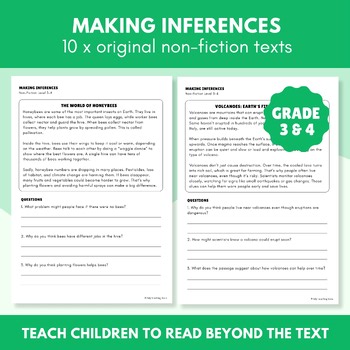 10 x Inference Passages Reading Comprehension | Non-Fiction | Grade 3 & 4