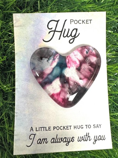 Fused Glass Pocket Hugs-heart Shape, Pink, Marine Blue, Purple MHG903 - Etsy