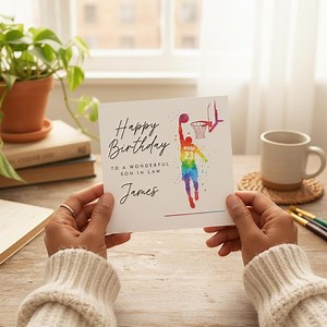 Personalised Basketball Birthday Card, Happy Birthday Card for Son-in-law, Sports Birthday Card for Him, Custom Birthday Card for James - Etsy