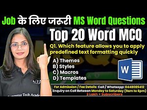 MS Word MCQs | Top 20 MS Word Questions & Answers | Computer Tech Academy